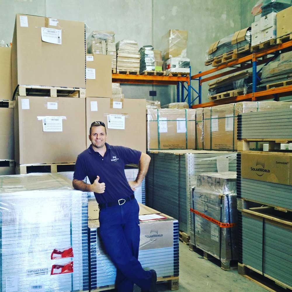 Derek McKercher, founder of Perth Solar Warehouse, in the Bibra Lake warehouse